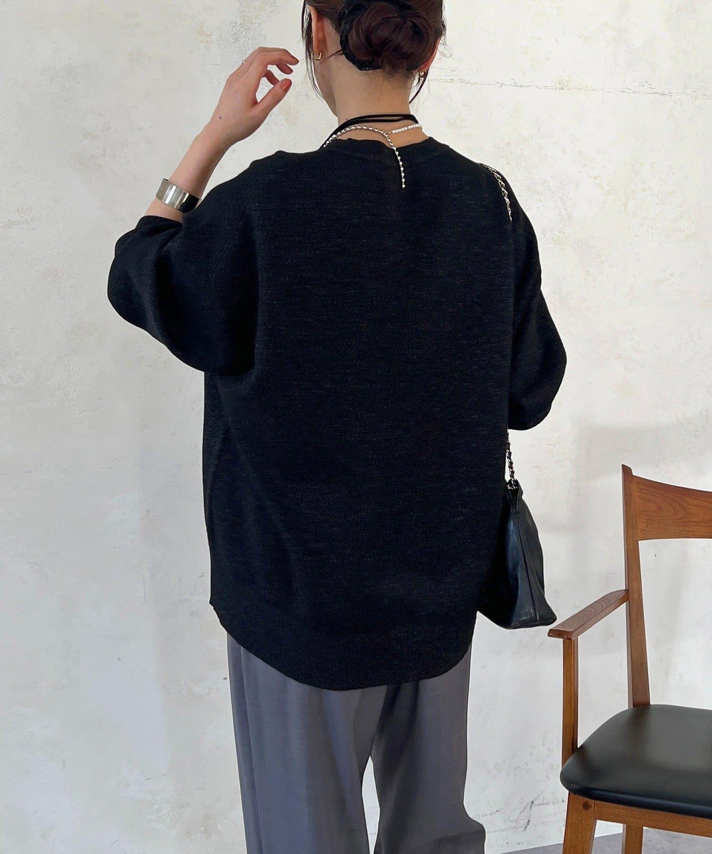 衛衣風亮絲針織上衣