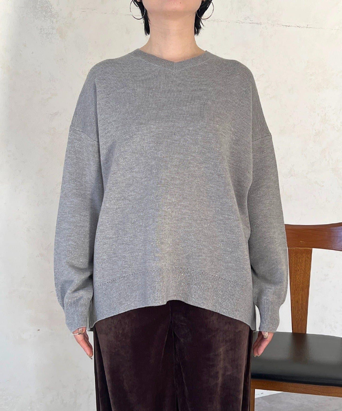 衛衣風亮絲針織上衣