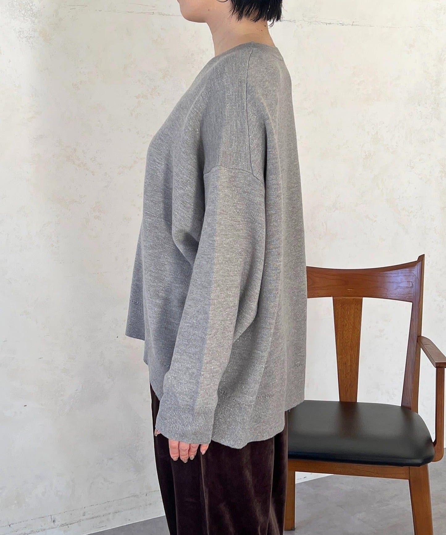 衛衣風亮絲針織上衣