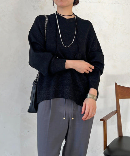 衛衣風亮絲針織上衣