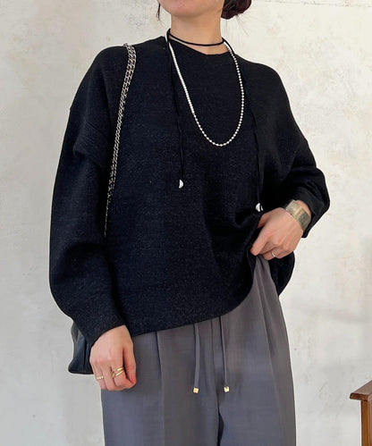 衛衣風亮絲針織上衣