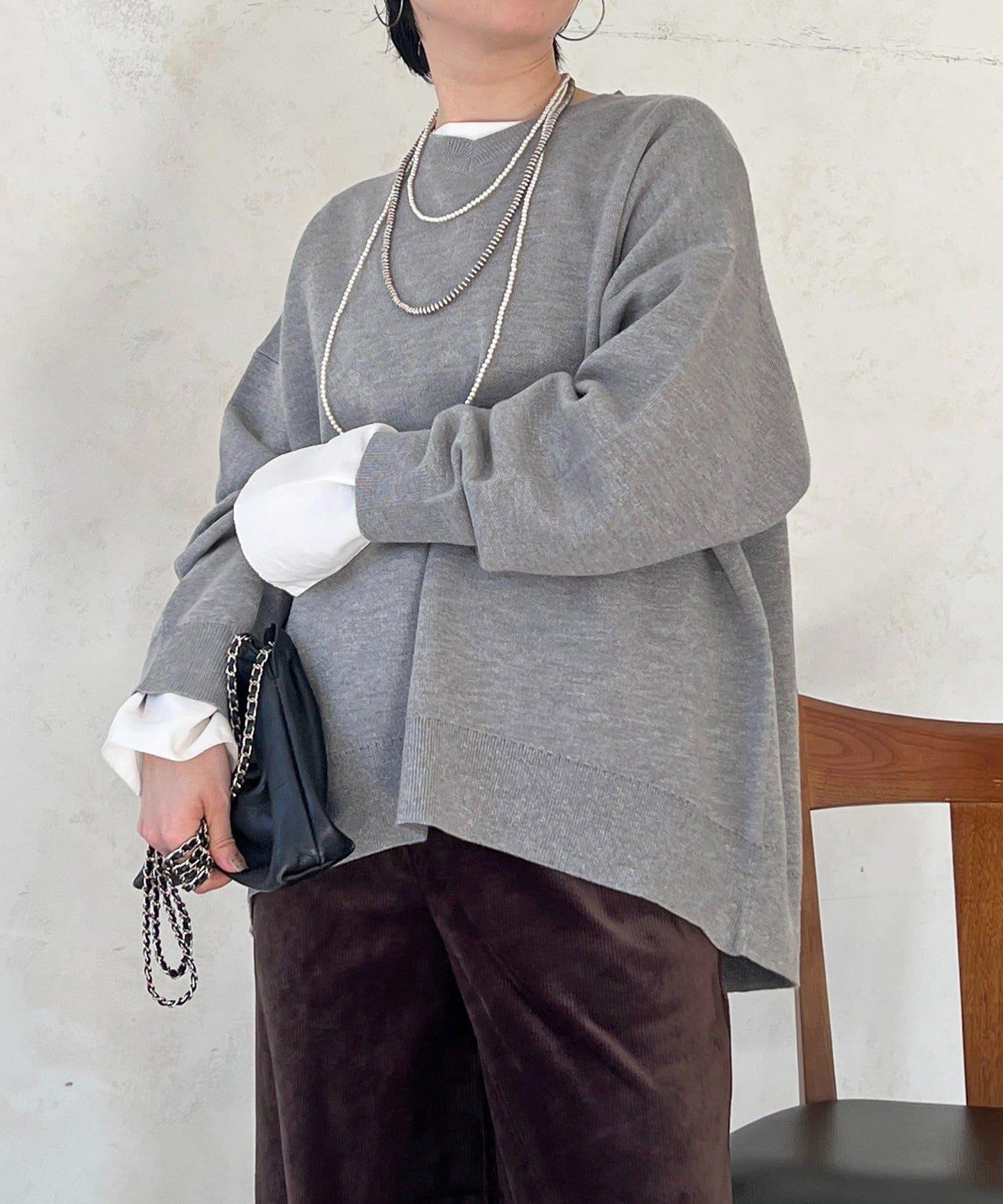 衛衣風亮絲針織上衣