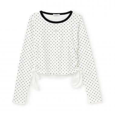 抽繩短款羅紋長袖T恤