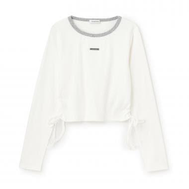 抽繩短款羅紋長袖T恤