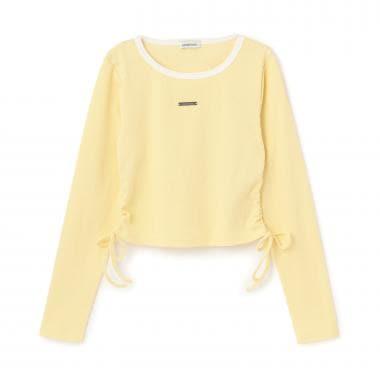 抽繩短款羅紋長袖T恤