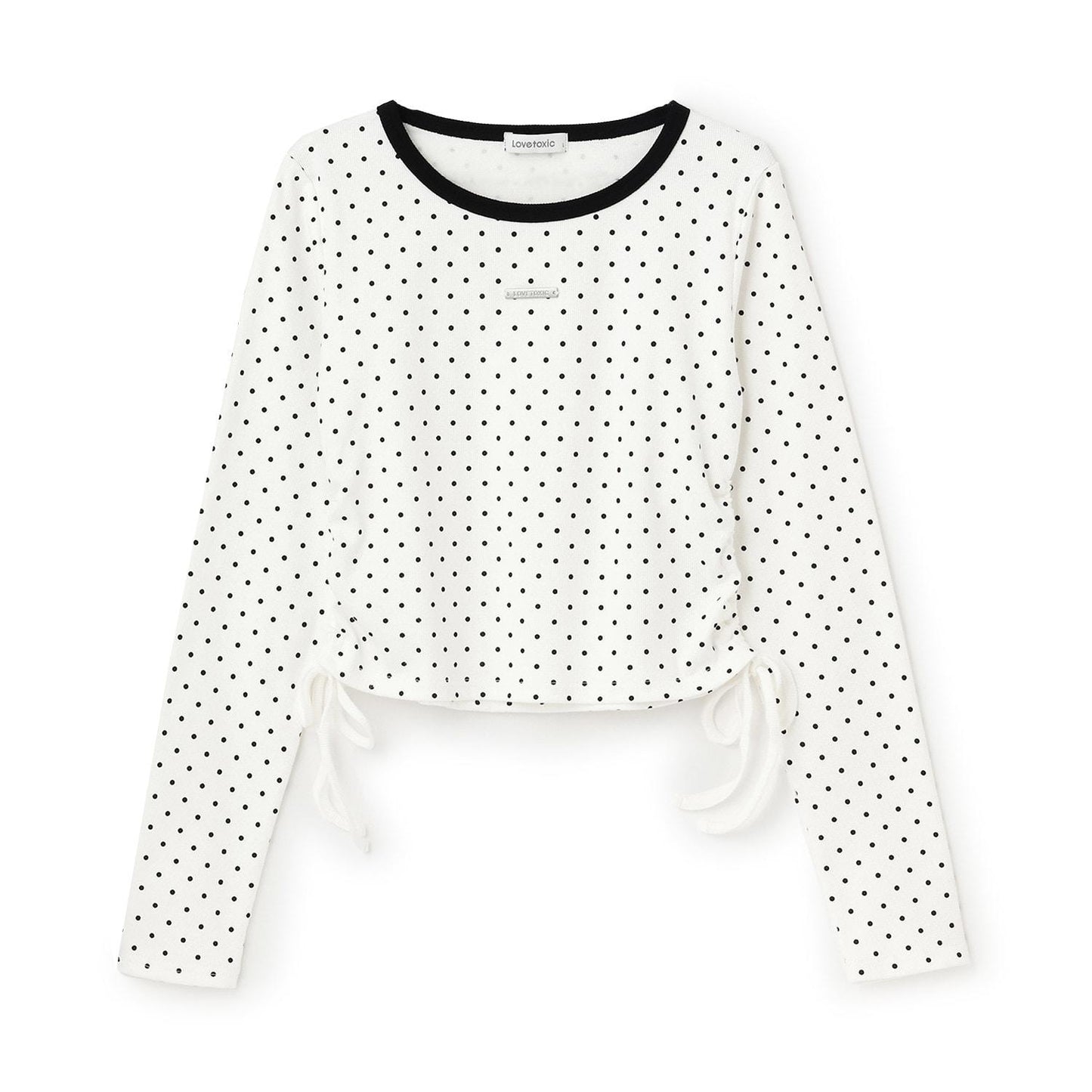 抽繩短款羅紋長袖T恤