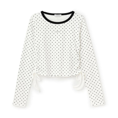 抽繩短款羅紋長袖T恤