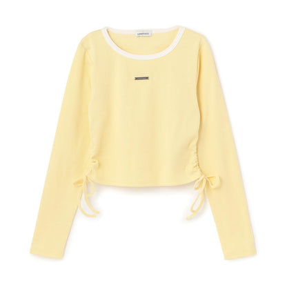 抽繩短款羅紋長袖T恤