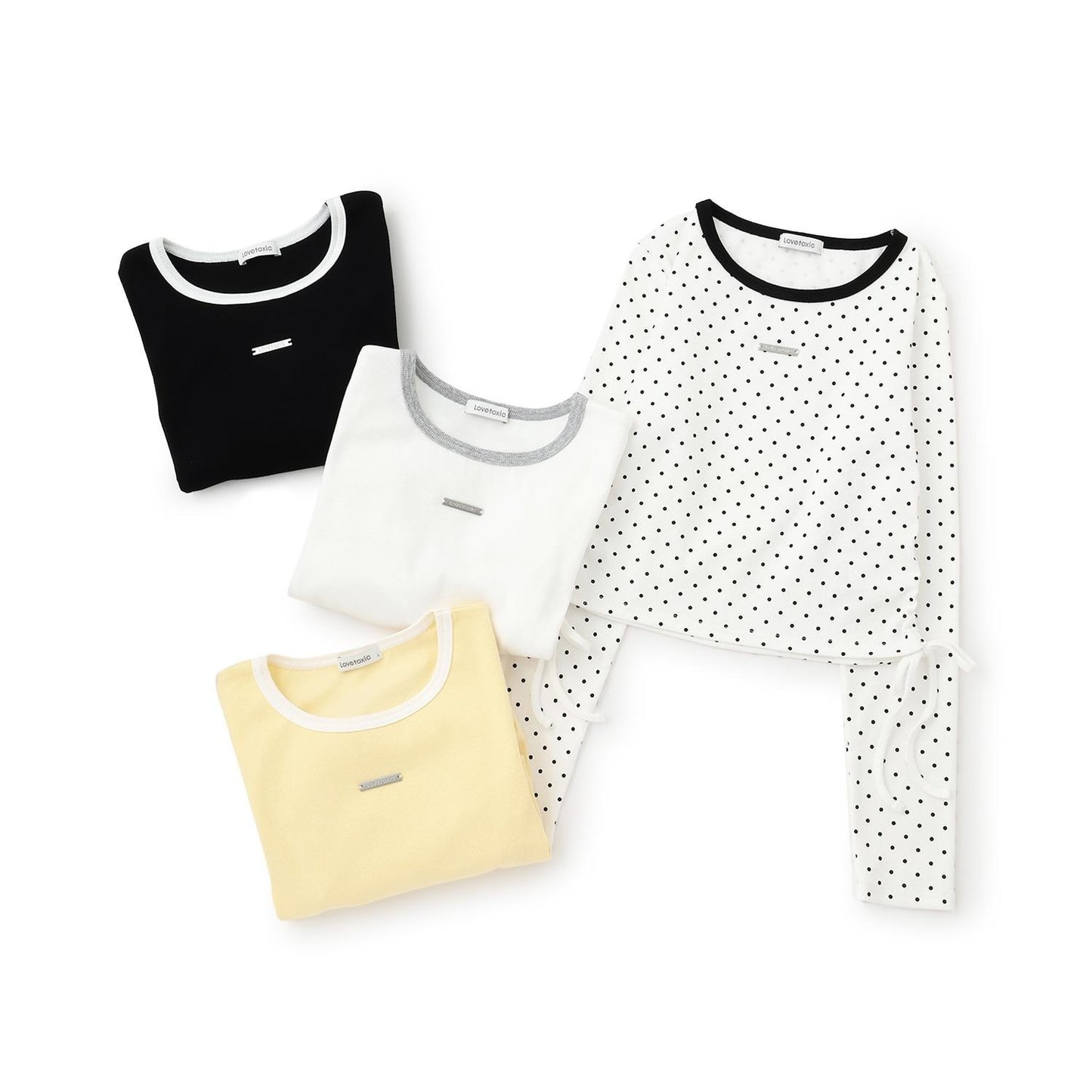 抽繩短款羅紋長袖T恤