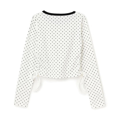 抽繩短款羅紋長袖T恤