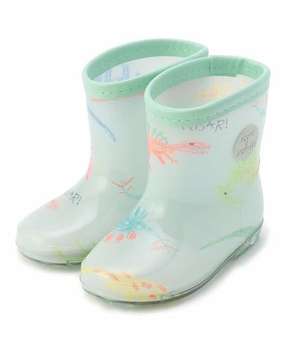蠟筆手繪恐龍圖案 雨靴