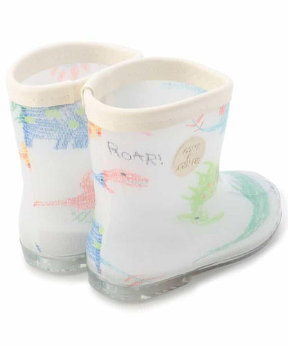 蠟筆手繪恐龍圖案 雨靴