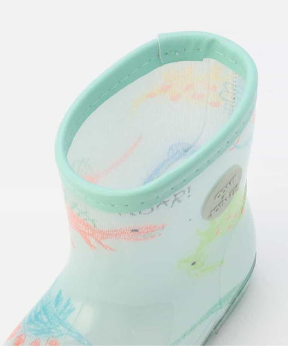 蠟筆手繪恐龍圖案 雨靴