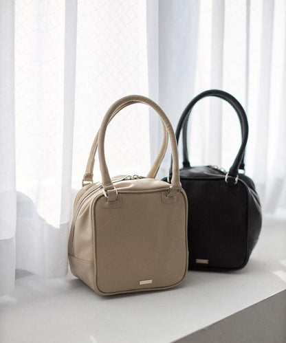 牛皮防潑水立方造型波士頓包