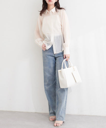 osono 背心上衣＋襯衫套裝