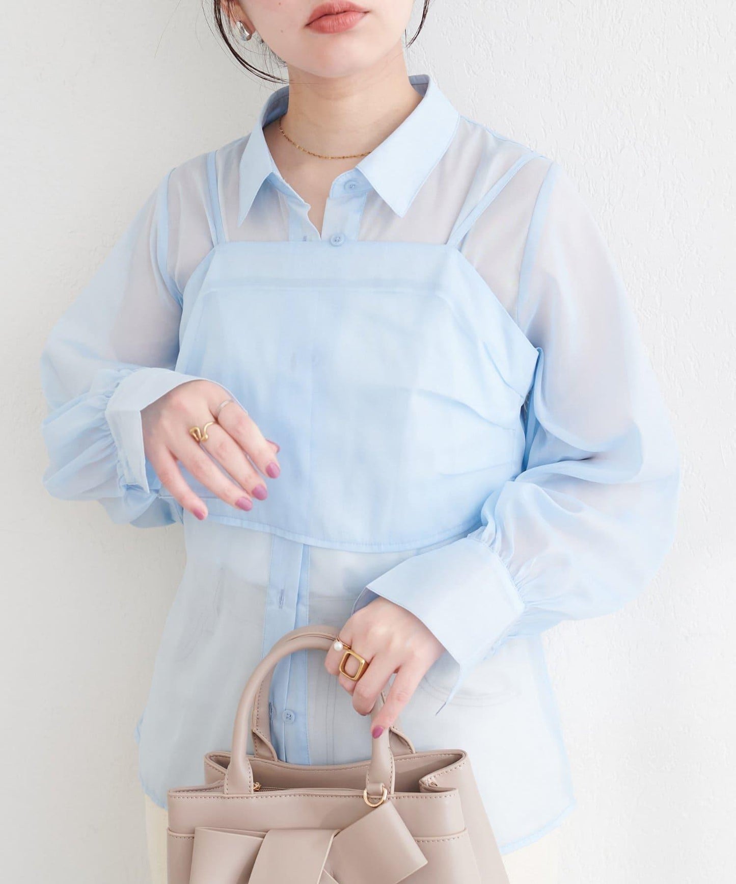 osono 背心上衣＋襯衫套裝