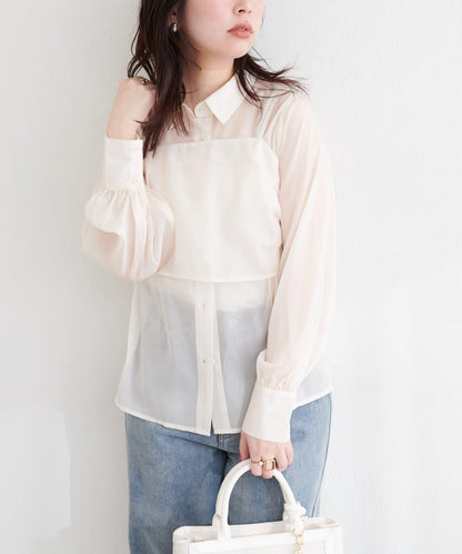 osono 背心上衣＋襯衫套裝