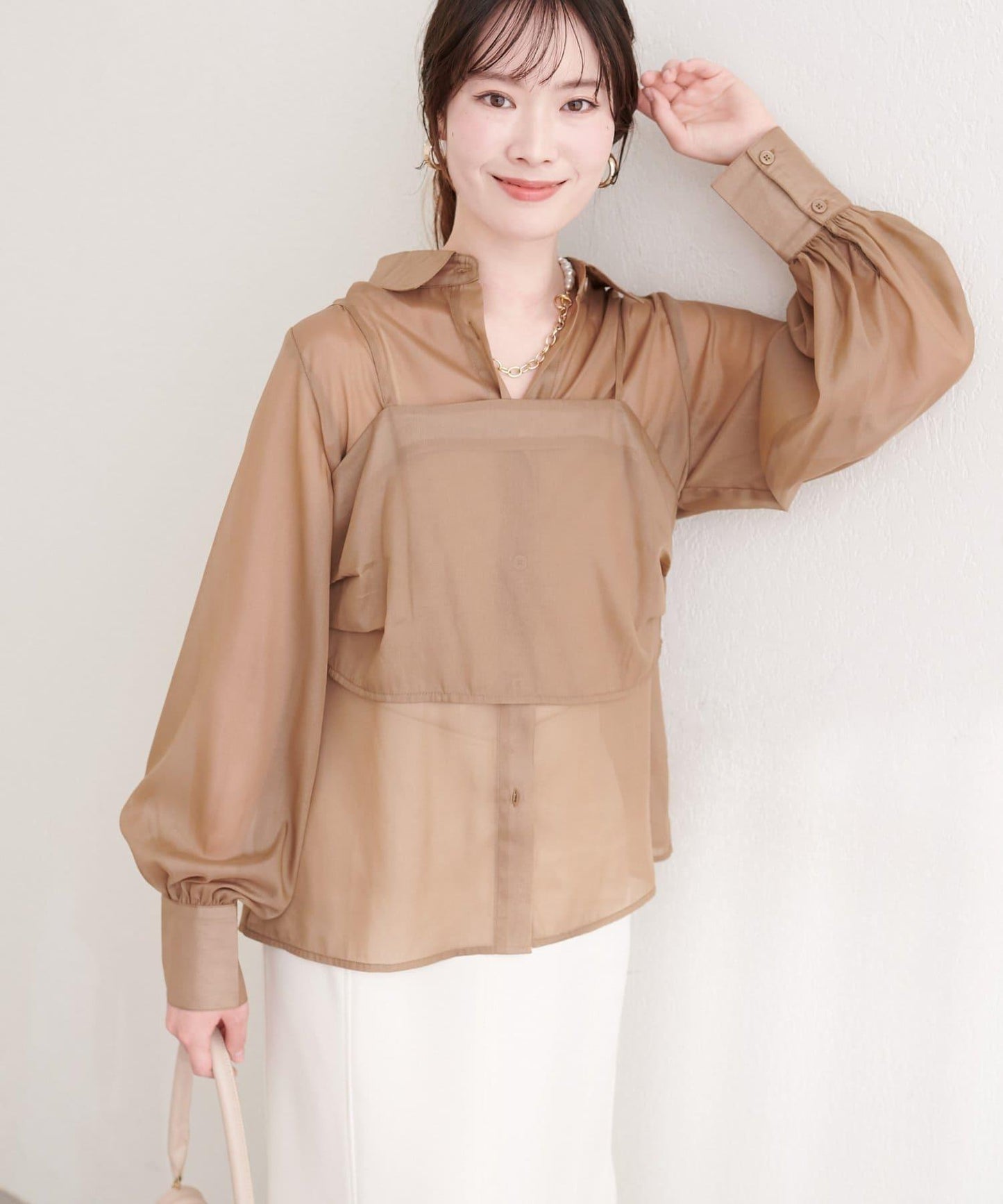 osono 背心上衣＋襯衫套裝