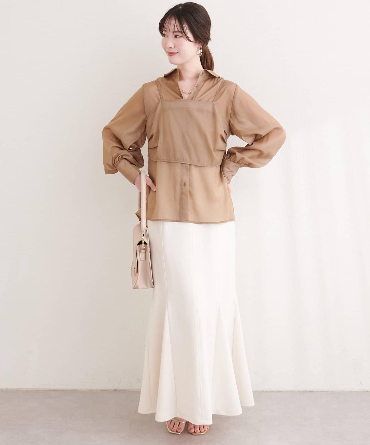 osono 背心上衣＋襯衫套裝