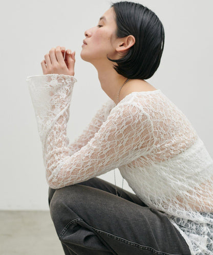 MIX蕾絲拼接套頭上衣