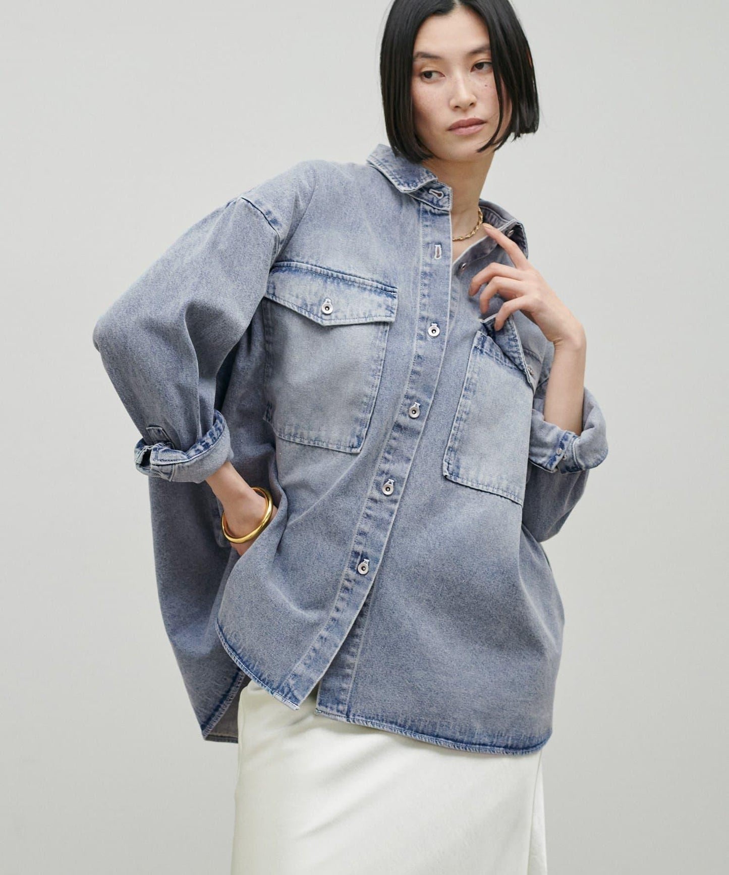 牛仔寬鬆襯衫