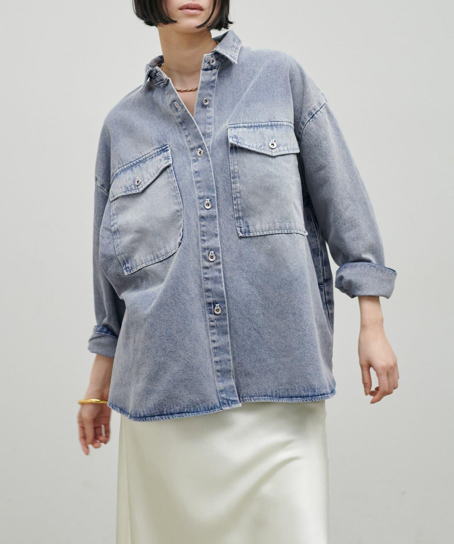 牛仔寬鬆襯衫