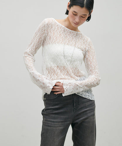 MIX蕾絲拼接套頭上衣