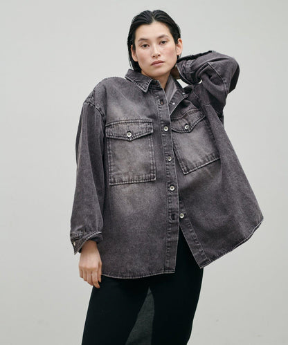 牛仔寬鬆襯衫