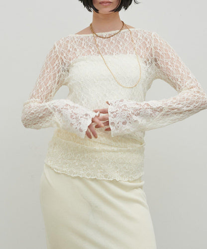 MIX蕾絲拼接套頭上衣