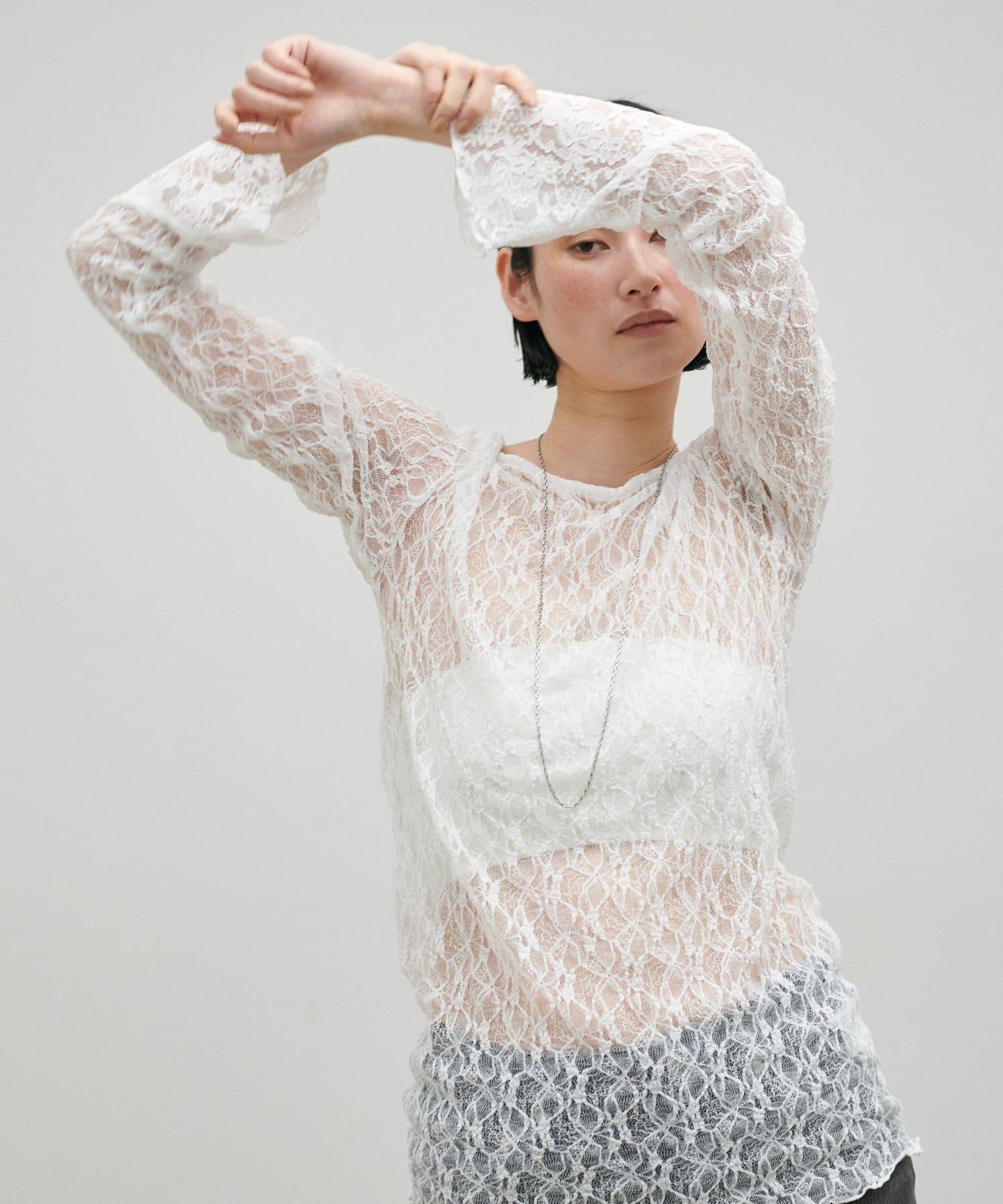 MIX蕾絲拼接套頭上衣