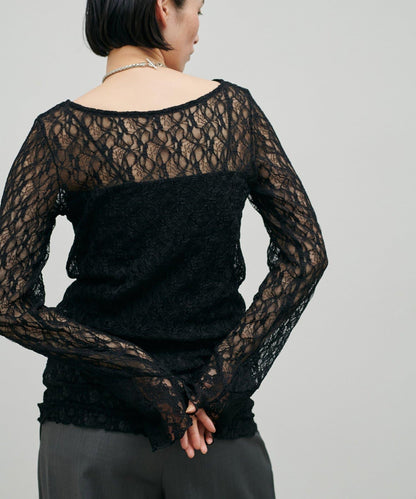 MIX蕾絲拼接套頭上衣