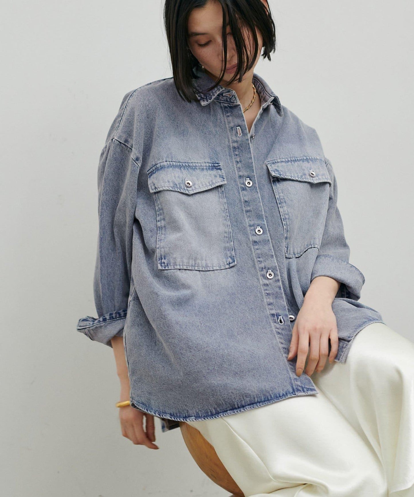 牛仔寬鬆襯衫