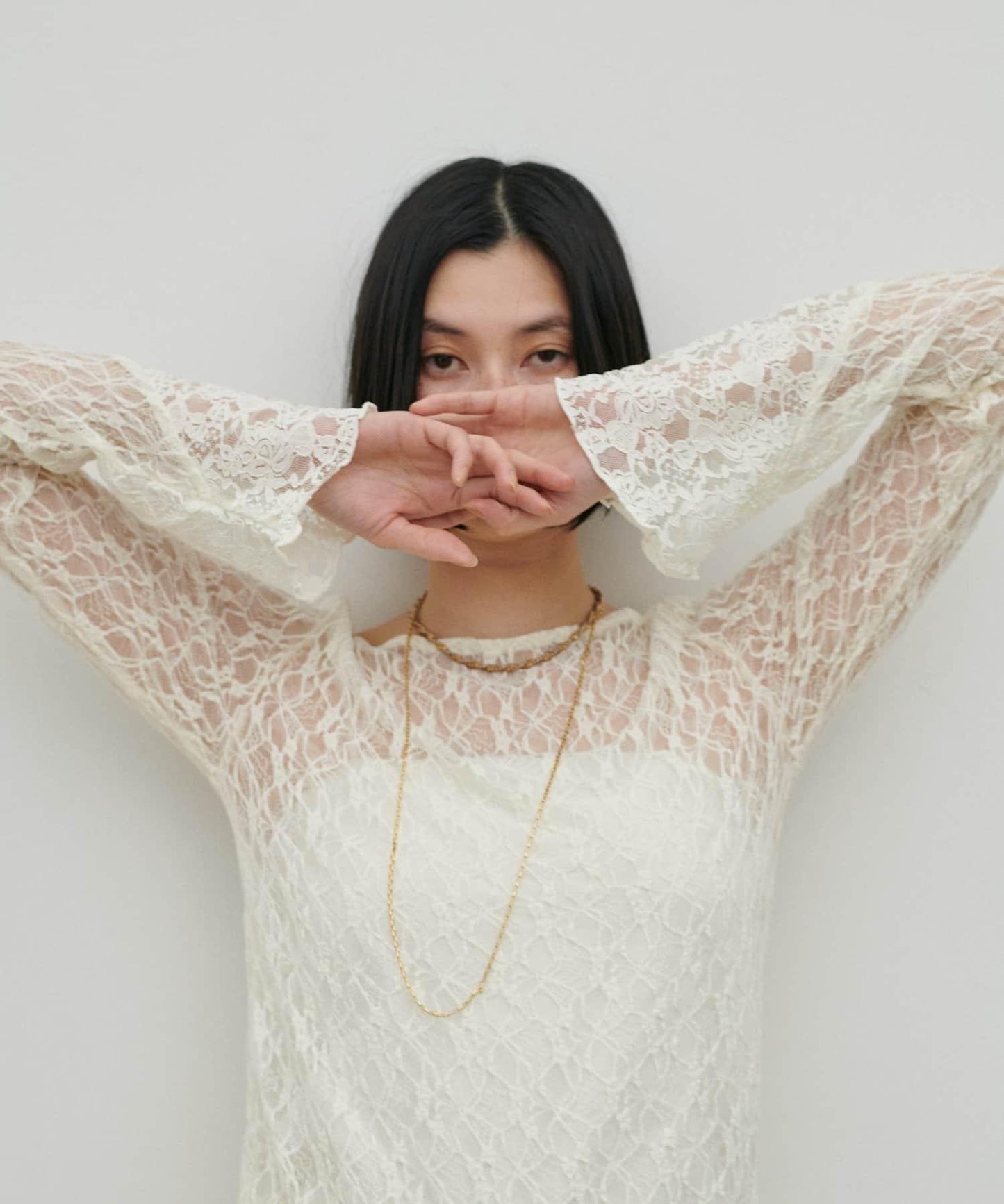 MIX蕾絲拼接套頭上衣