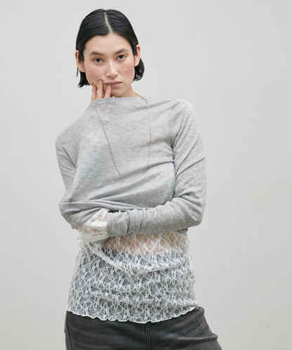 MIX蕾絲拼接套頭上衣