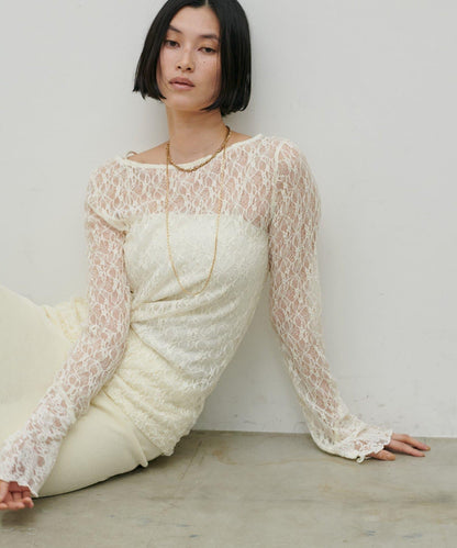 MIX蕾絲拼接套頭上衣