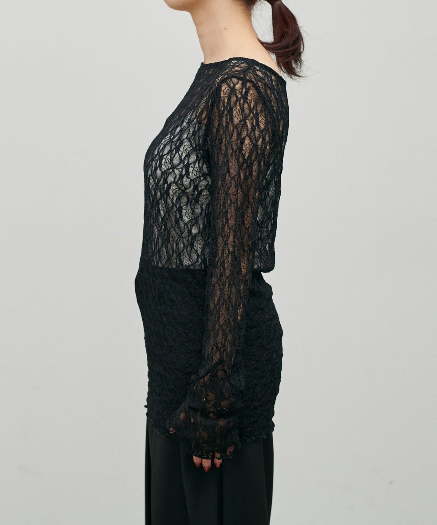 MIX蕾絲拼接套頭上衣