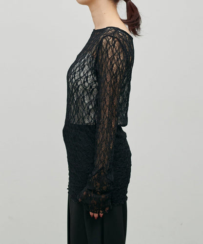 MIX蕾絲拼接套頭上衣