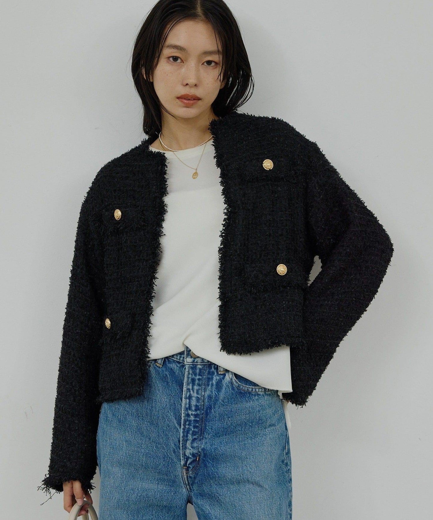 可手洗 花呢 短款夾克