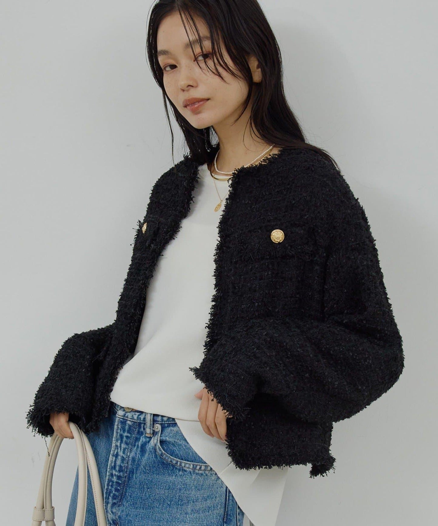 可手洗 花呢 短款夾克