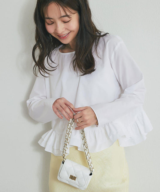 不規則下襬荷葉邊設計襯衫