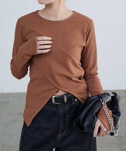 羅紋拼接設計上衣