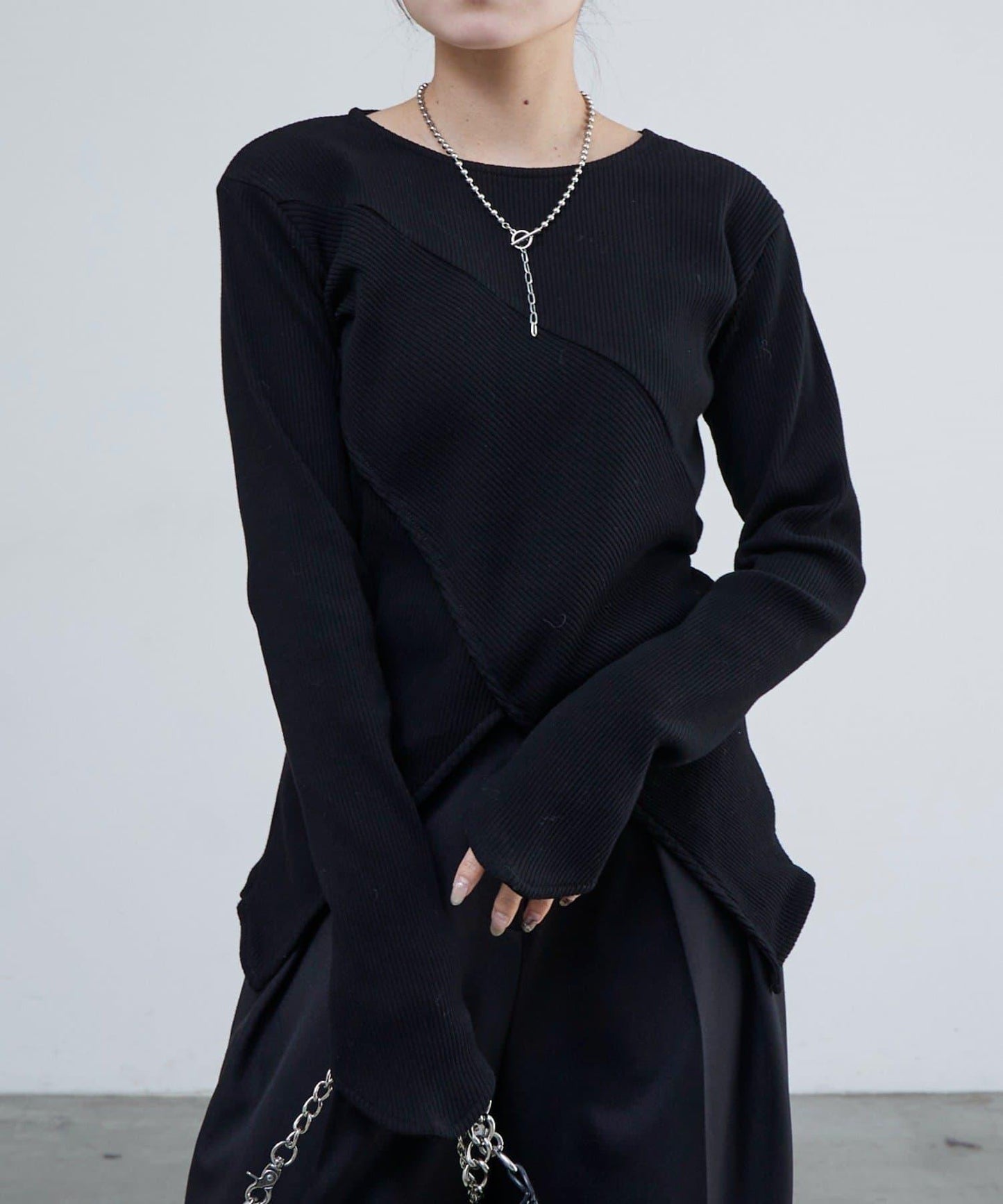 羅紋拼接設計上衣