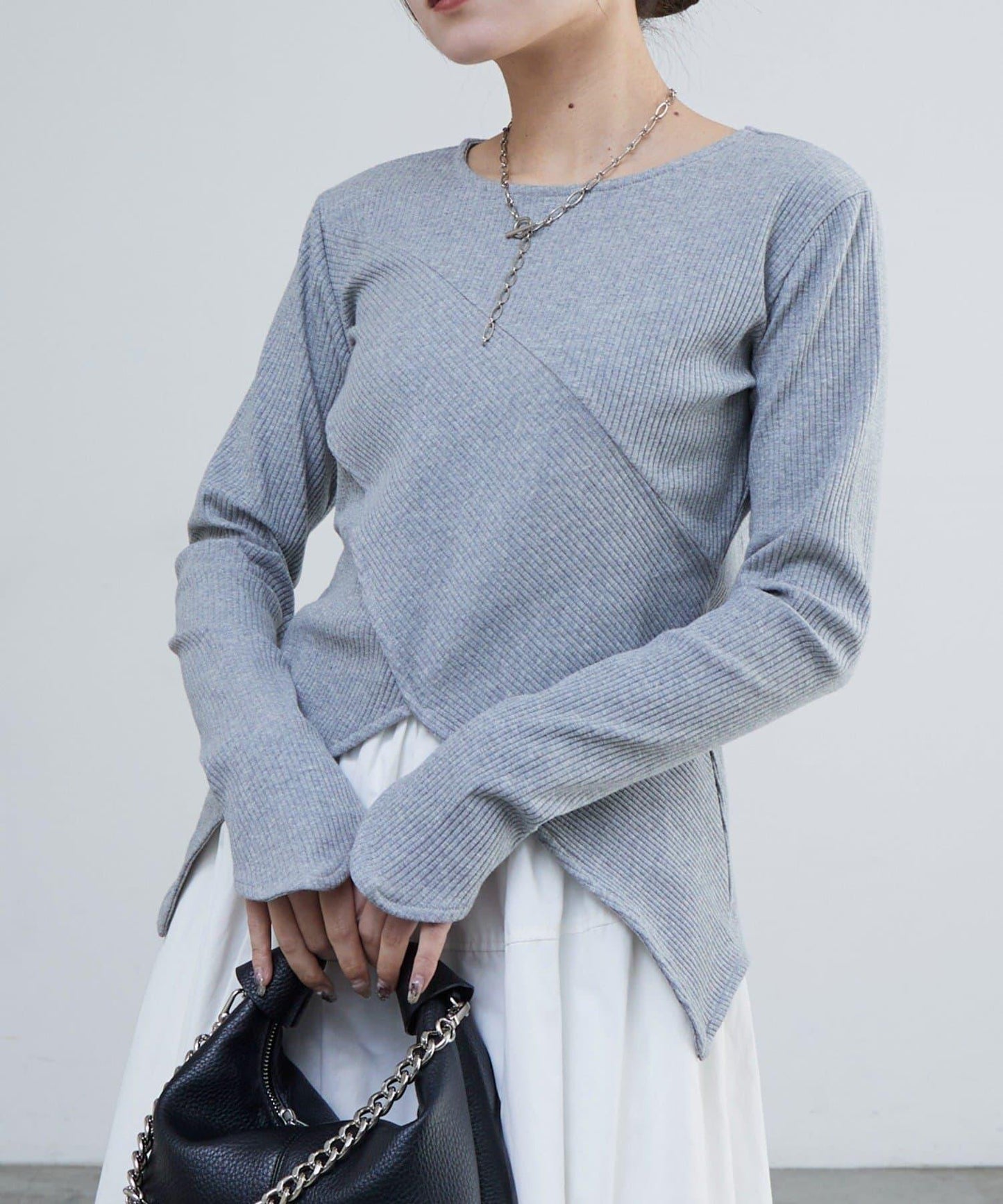 羅紋拼接設計上衣