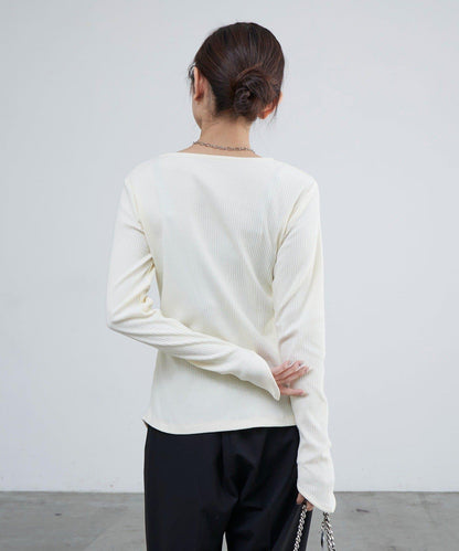 羅紋拼接設計上衣