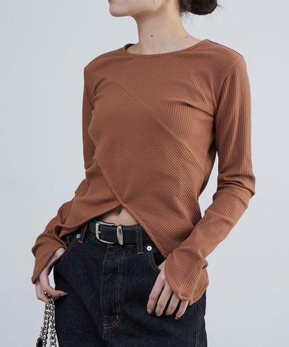 羅紋拼接設計上衣