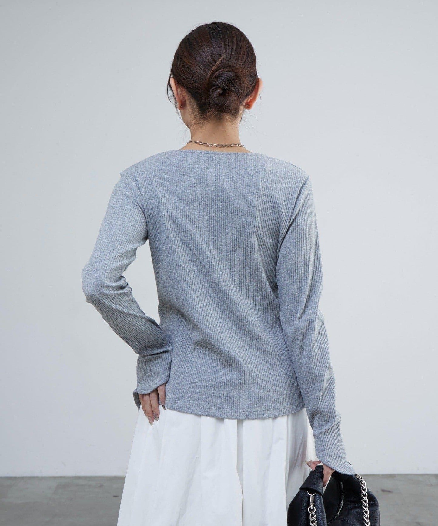 羅紋拼接設計上衣