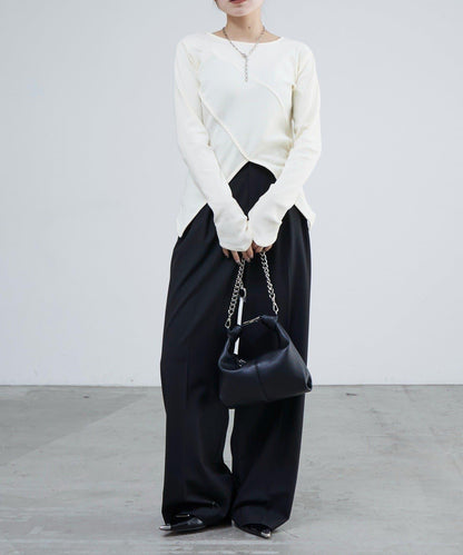 羅紋拼接設計上衣