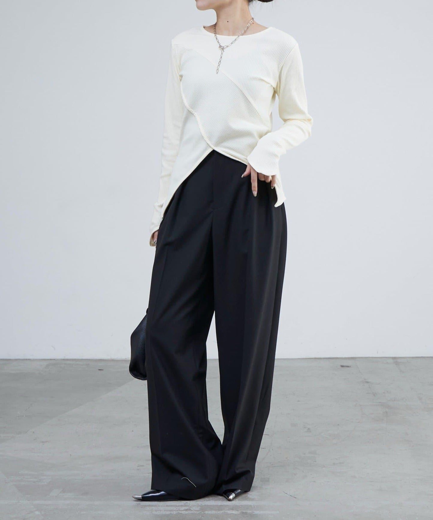 羅紋拼接設計上衣