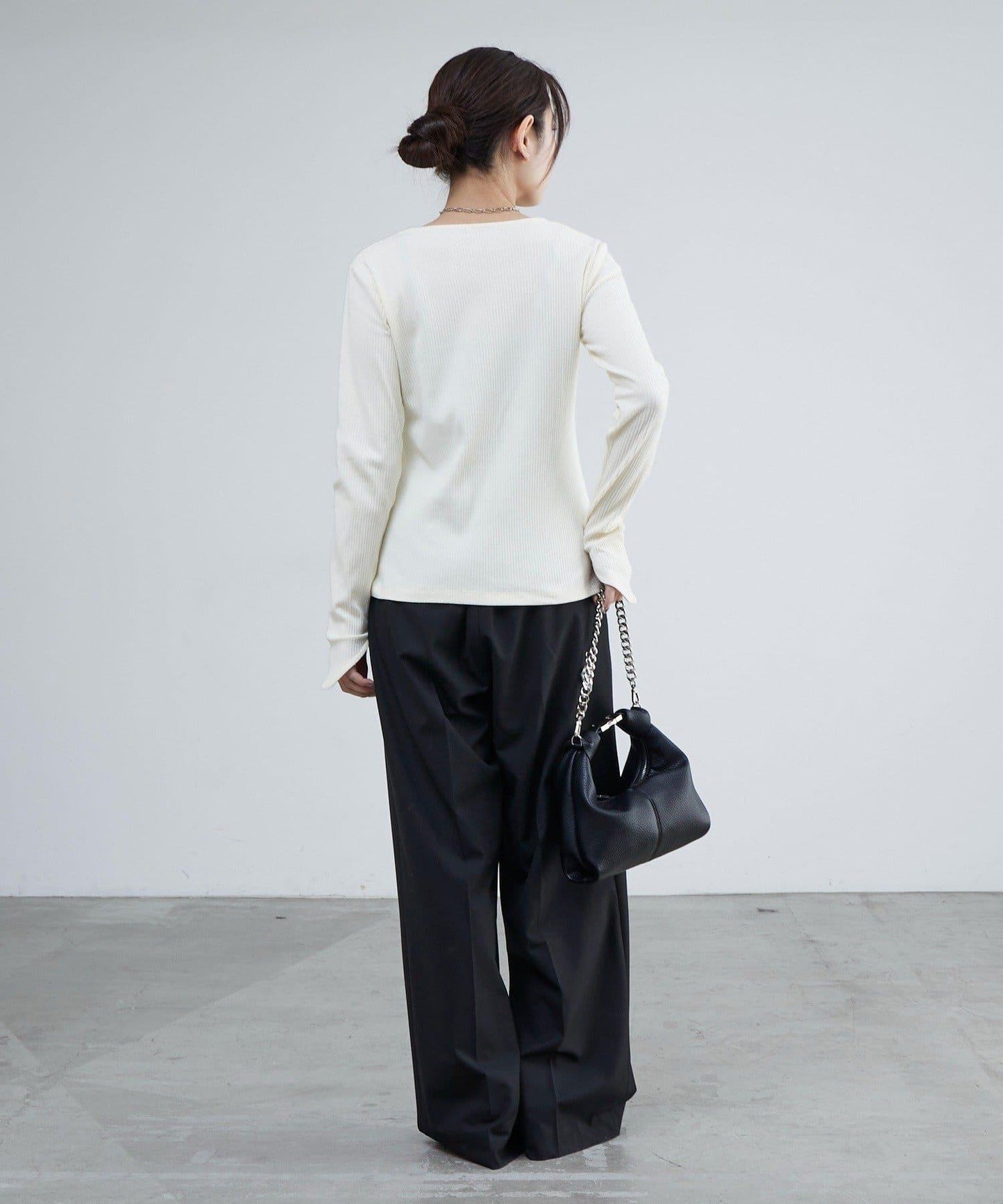 羅紋拼接設計上衣