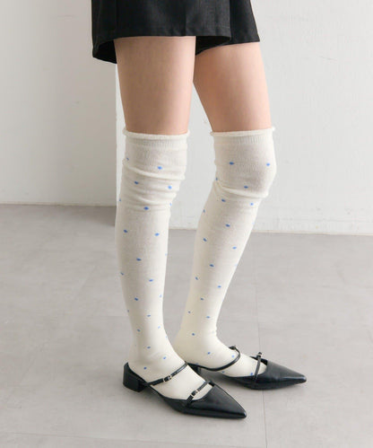 波點長筒襪